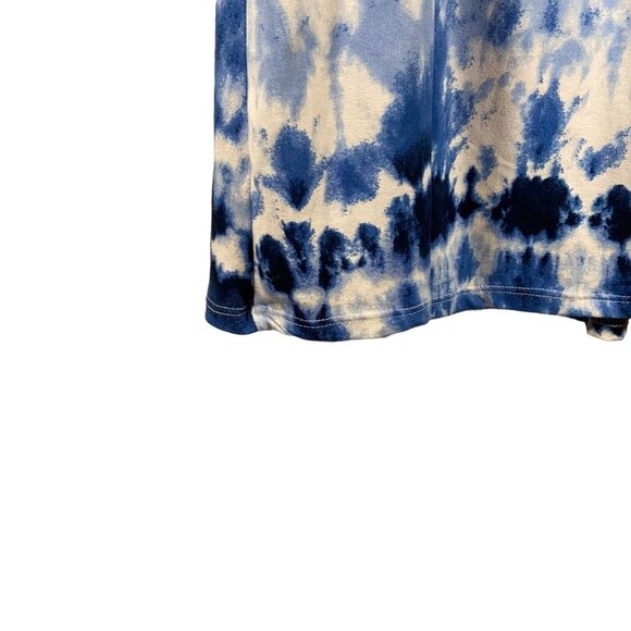 French Laundry Women Size Medium Blue Tie‎ Dye Mini Dress Cut Out Shoulder Tunic - Picture 7 of 9